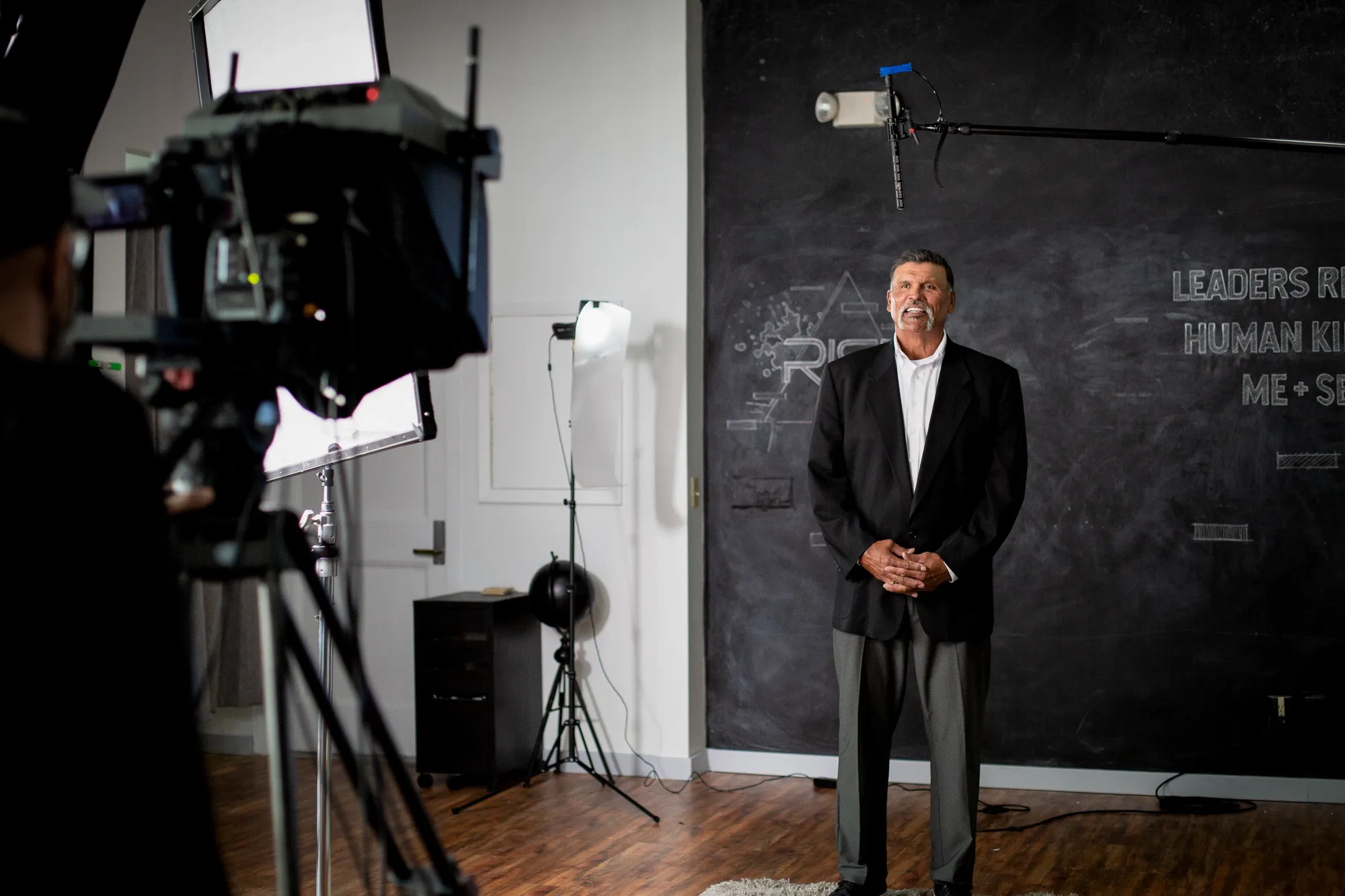 Boonrise studio production setup for an interview-style video